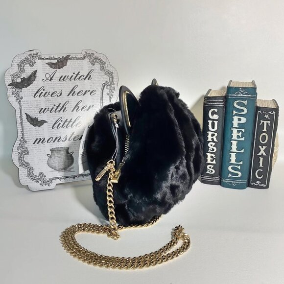 Kate Spade Pitch Purrfect Faux Fur Black Cat Bag NWT - Picture 7 of 11